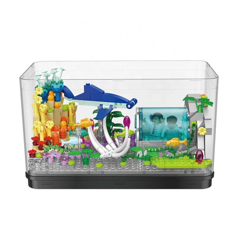 Kids Creative DIY Toys Block Building Wholesale Low Price Wonderful Aquarium Fishbowl Mini Building Block Sets