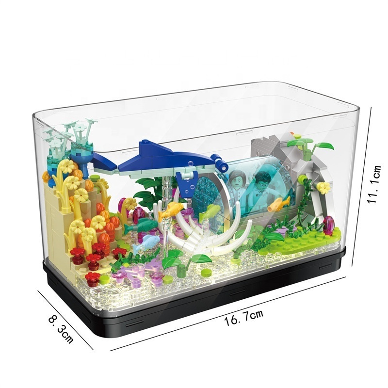 Kids Creative DIY Toys Block Building Wholesale Low Price Wonderful Aquarium Fishbowl Mini Building Block Sets