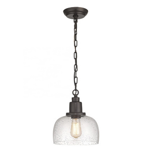 Modern Farmhouse Pendant Light 1-light Industrial Hanging Light Fixture Oil Rubbed Bronze Finish with Clear Seeded Glass Shade