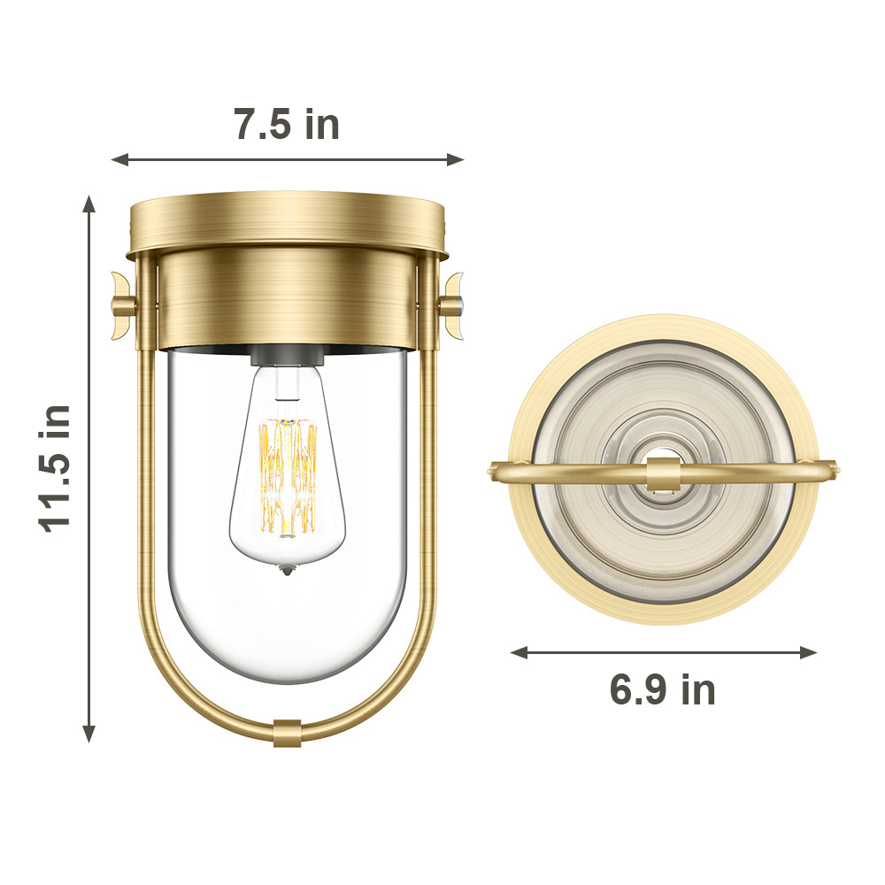 Farmhouse Semi Flush Mount Modern Ceiling Light 1Light Remote Control Fixture Gold Luxury Hanging Lamp Led Pendant Lamp For Home