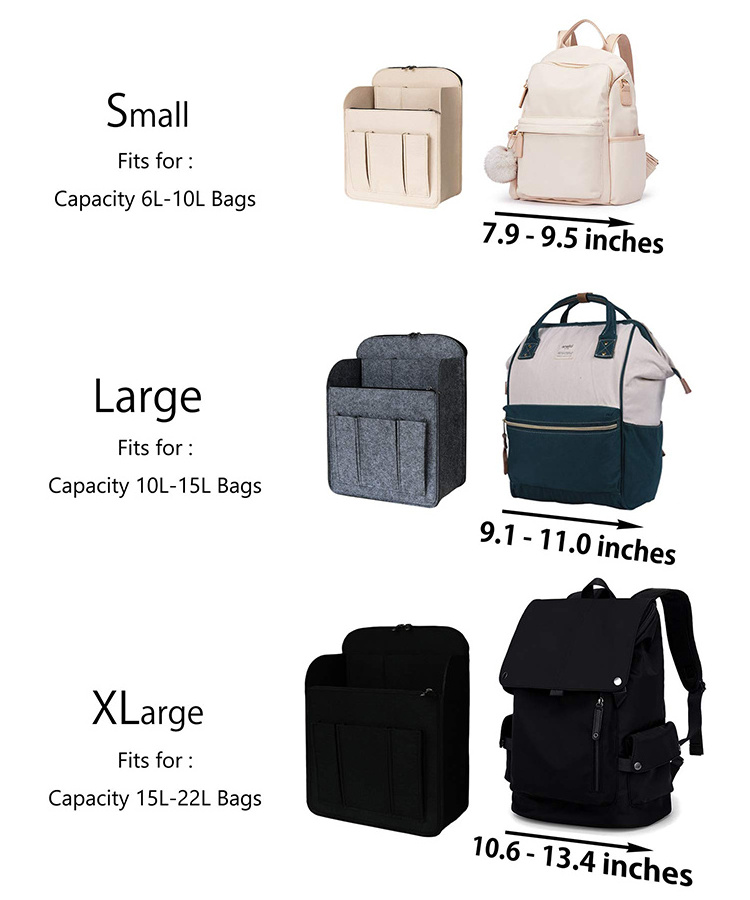 Wholesale Multi-Pocket Felt Insert Zipper Storage Bag Shoulder Backpack Purse Organizer For Women And Men