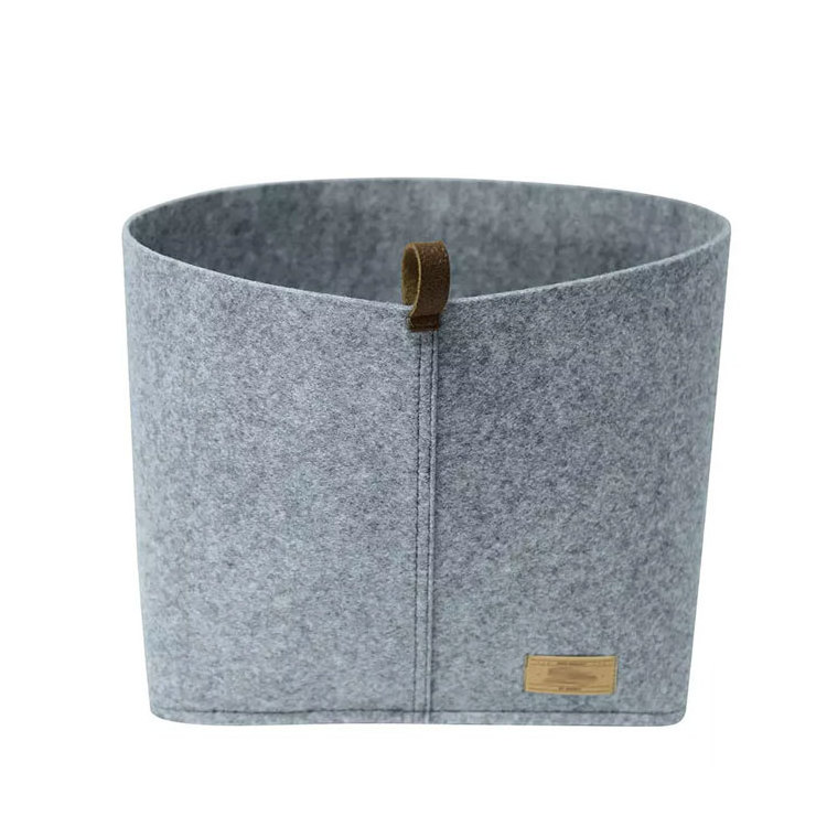 Felt storage basket used in closed drawers or in open shelves