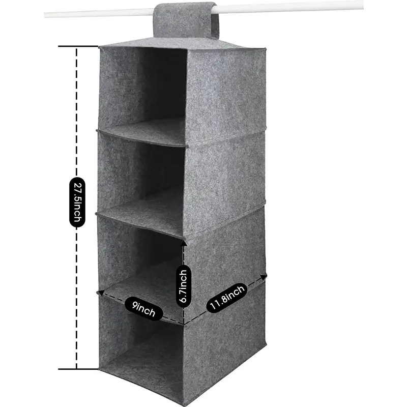 Custom Hanging hat Holder storage organizer Felt Foldable Hanging Shelves large 4-Shelf  for Hat Rack Closet Storage