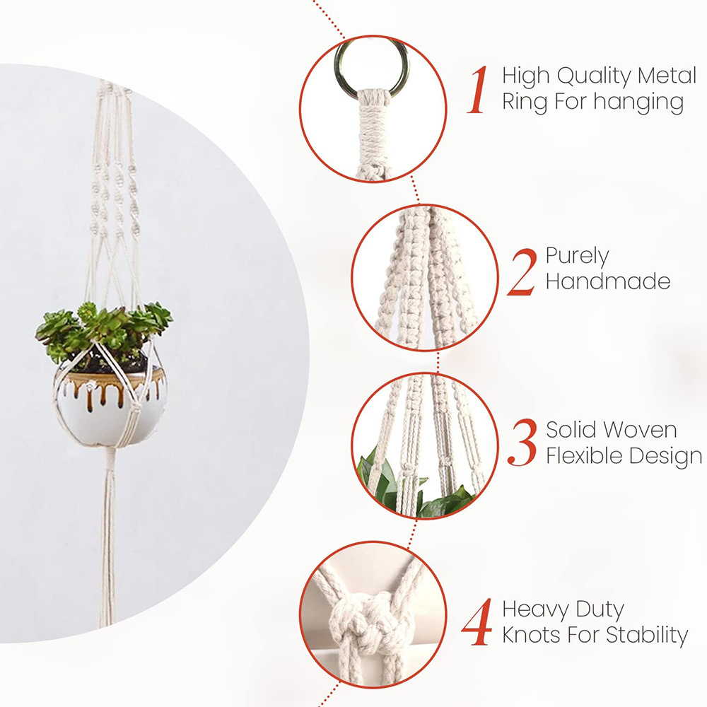 Different Size Macrame Plant Hangers Indoor Washable Hanging Planter Basket Flower Pot Holder Hand-woven Flower Pot holders