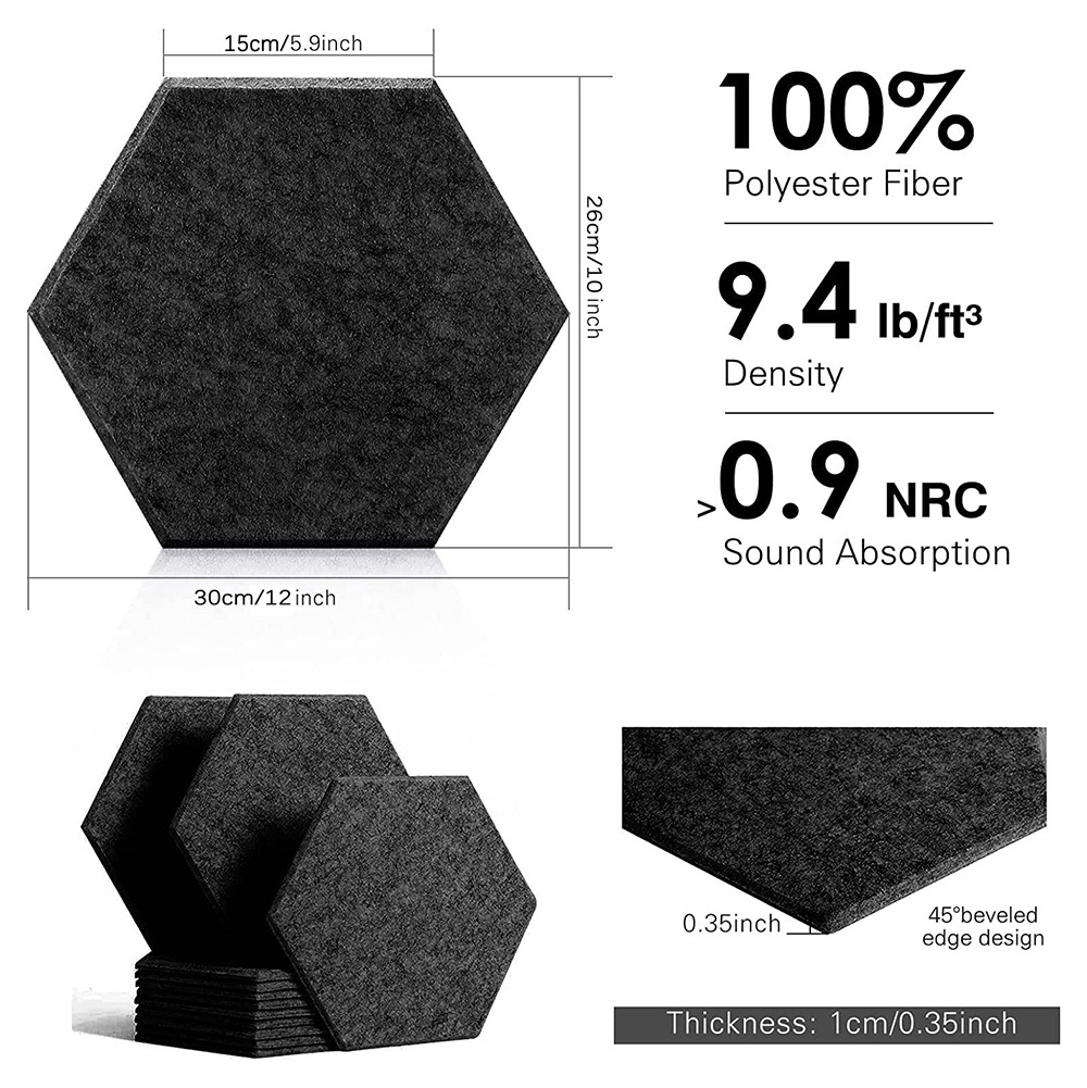 High Density Noise Reduce Studio Pet Felt Hexagon Acoustic Ceiling Panel Soundproof Color Sound Proof Wall Panels