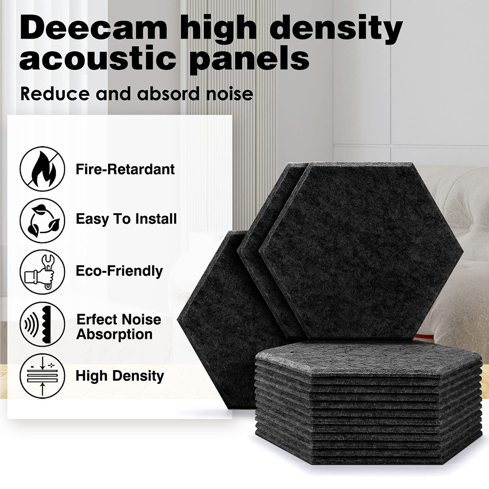 High Density Noise Reduce Studio Pet Felt Hexagon Acoustic Ceiling Panel Soundproof Color Sound Proof Wall Panels