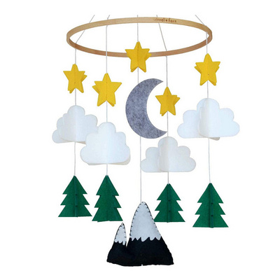 Felt Baby Wind Chime Mobile Crib Bed Forest Mobile Felt Moon Crib Mobile Nursery Decoration Toy Hanging Ornament Pendant