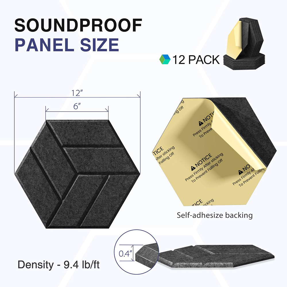 High Density black sound proofing pet felt acoustic panel wall self-adhesive acoustic sound Proof absorbing panels