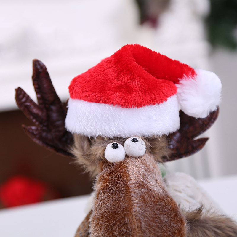 Hot Sale Dog  Christmas Decoration Short Plush Christmas Hat Santa Hat