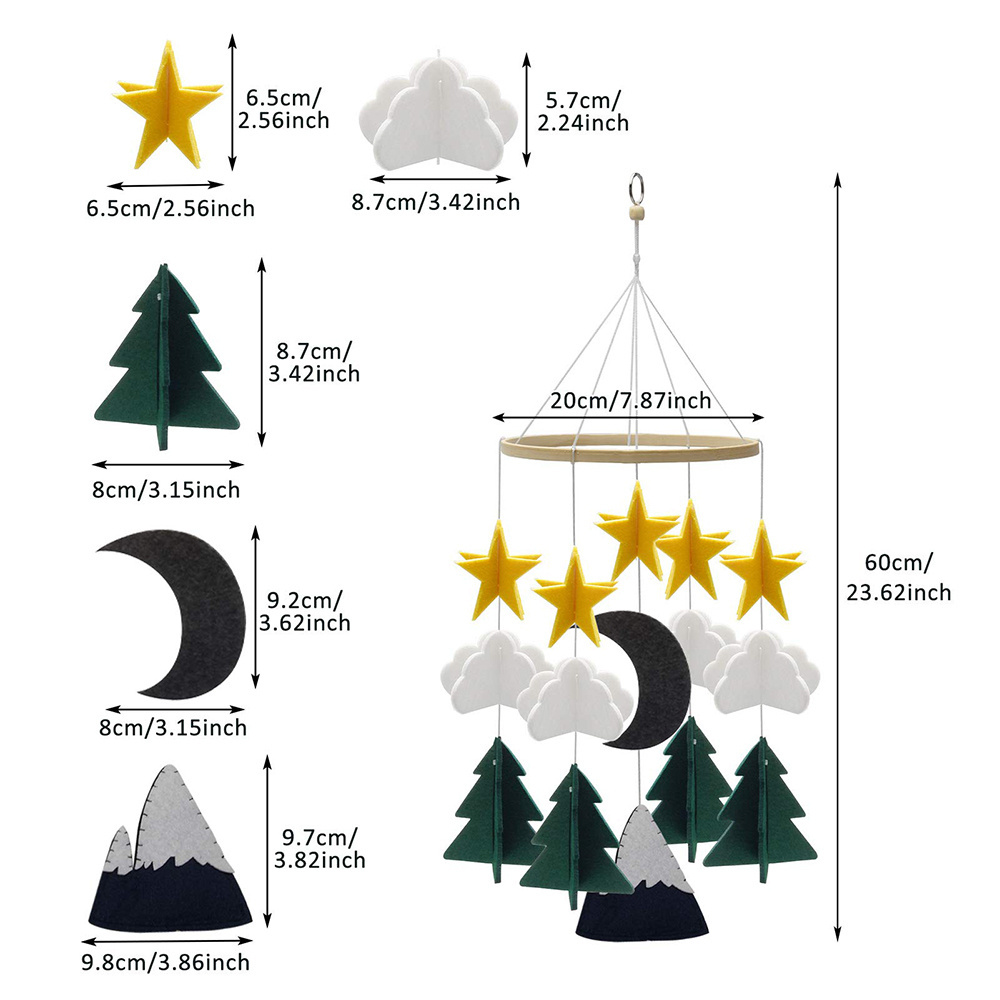 Felt Baby Wind Chime Mobile Crib Bed Forest Mobile Felt Moon Crib Mobile Nursery Decoration Toy Hanging Ornament Pendant