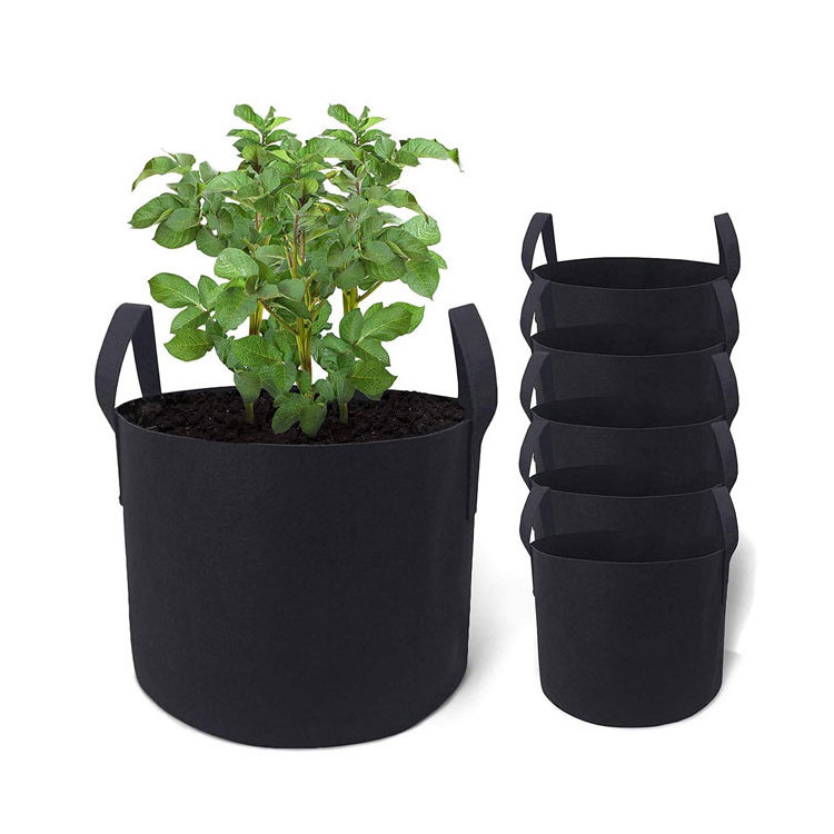 Recycled 3 Gallon 10 Gallon Garden Flower Felt Non Woven Fabric Protection Pot Grow Bed Plant Handle Bag With Window