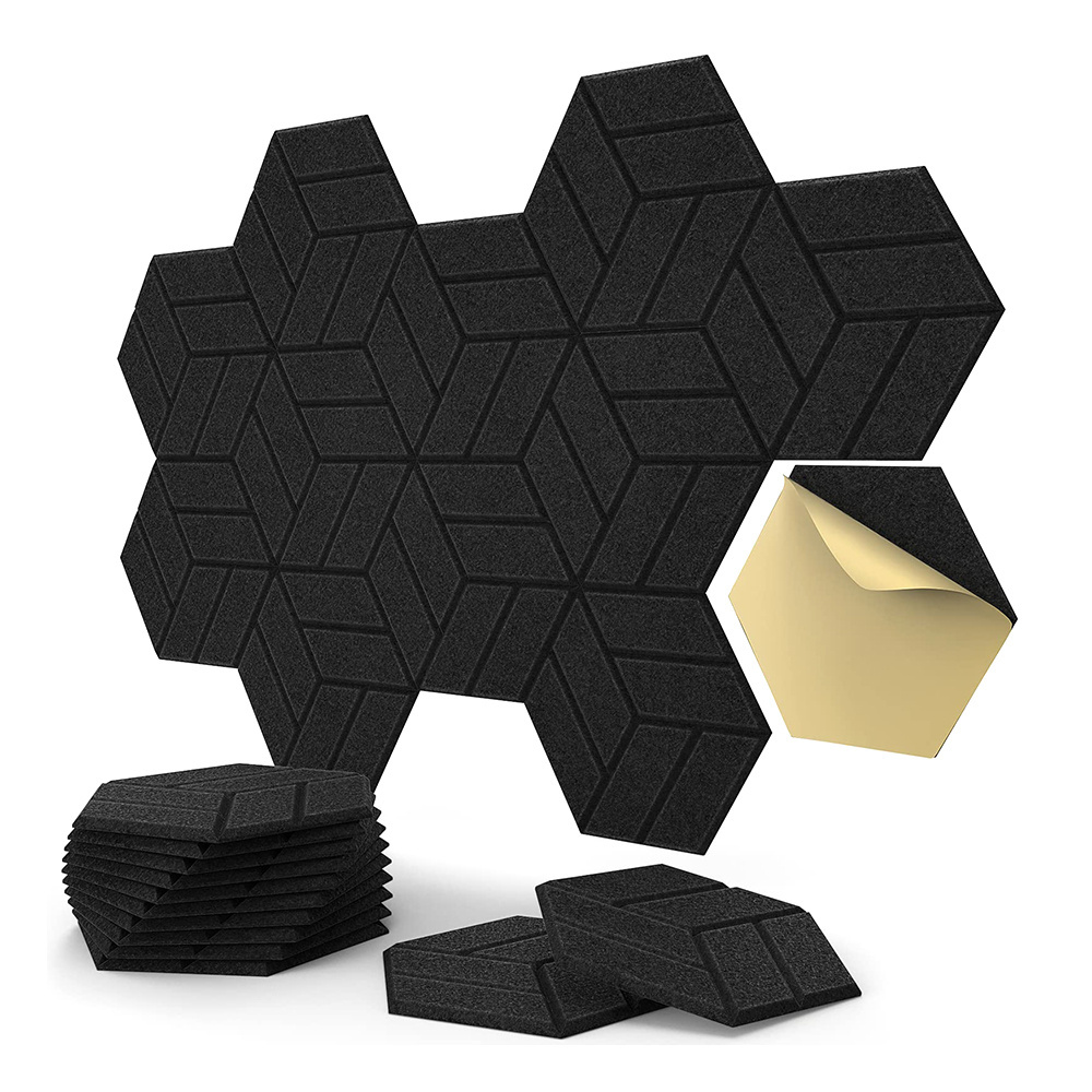 Self Adhesive Hexagon Felt Soundproof Wall Panels With  High Density Felt Acoustical Padding Sound Absorbing For Home/Office