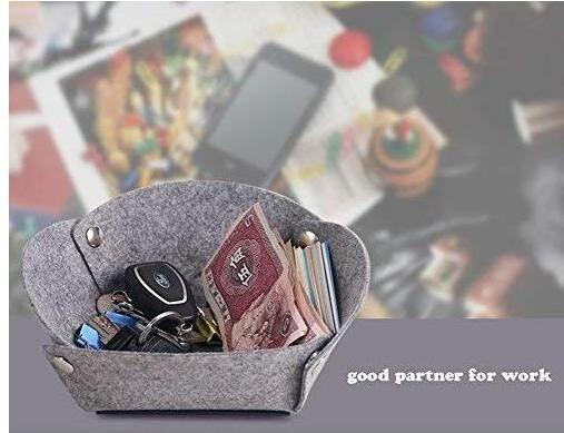 Folding Wool Felt Valet Tray or Desktop Travel Storage Basket Box  or Wallet Keys Storage Tray