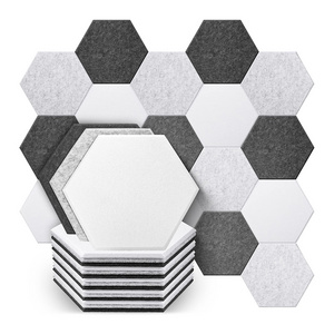 Hexagon Acoustic Panels Felt Sound Proofing Padding Beveled Edge Flame Retardant High Density Dampening Panel for Office