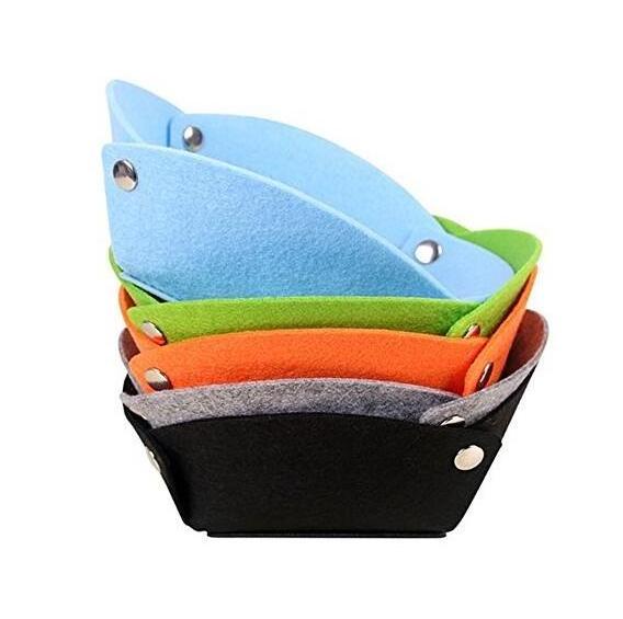 Folding Wool Felt Valet Tray or Desktop Travel Storage Basket Box  or Wallet Keys Storage Tray