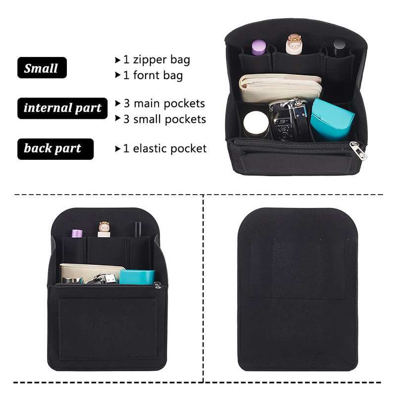 Hot Sell Folding Internal Organizer Pocket Mini Backpack Insert Organizer Small Felt Organizer Insert For Backpack