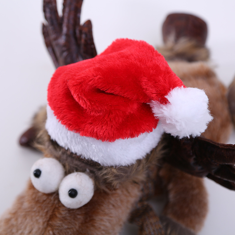 Hot Sale Dog  Christmas Decoration Short Plush Christmas Hat Santa Hat