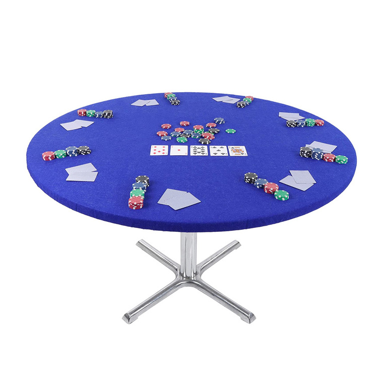 Round Elastic Fit Game Felt Poker Table Cover Fitted Table Cloth Protector