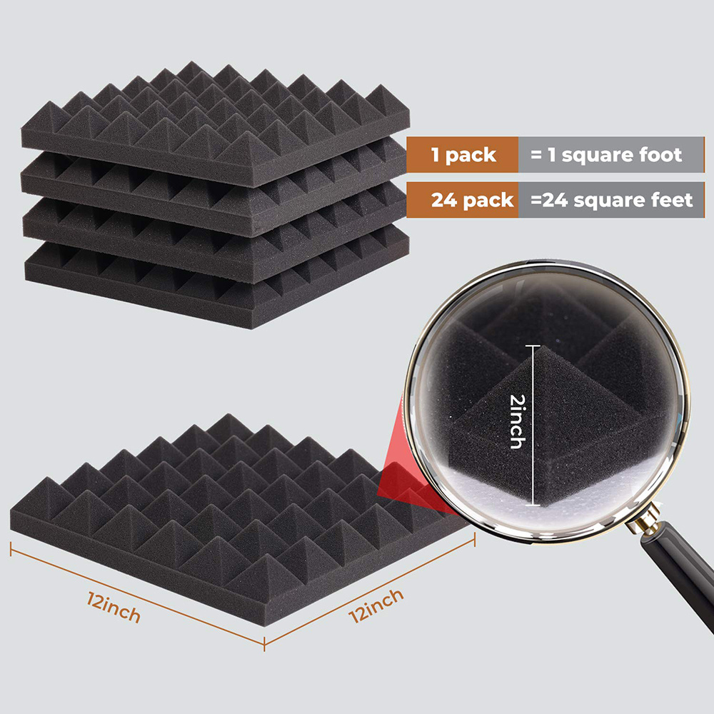 Black Pyramid Designed High Density and Fire Resistant Acoustic Wall Foam Panels Sound Proof Foam Panels soundproofing