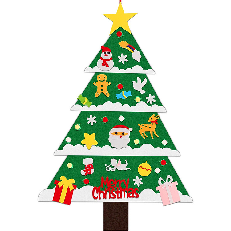 Handmade wall hanging felt christmas tree diy felt ornaments christmas tree ornaments decorations set on the wall for child