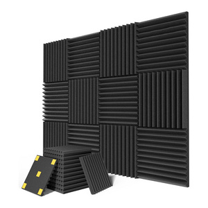 Black Thick Acoustic Foam Panels Sound Absorbing Tiles Wedge Soundproofing Noise Cancelling Foam for Studios Recording