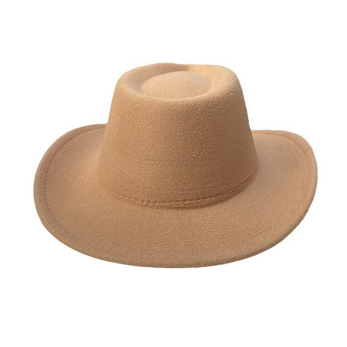 Custom Wholesale Classical Design Fedora Hat Flat Wide Brim Wool Felt Western Cowboy Hats Women Men Classic Party Hat