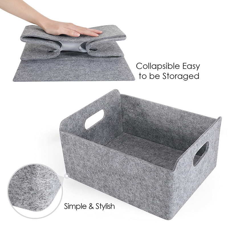 Collapsible Felt Storage Bin Foldable Shelf Drawers Organizers Baskets Box with Handles for Toys Books Clothes