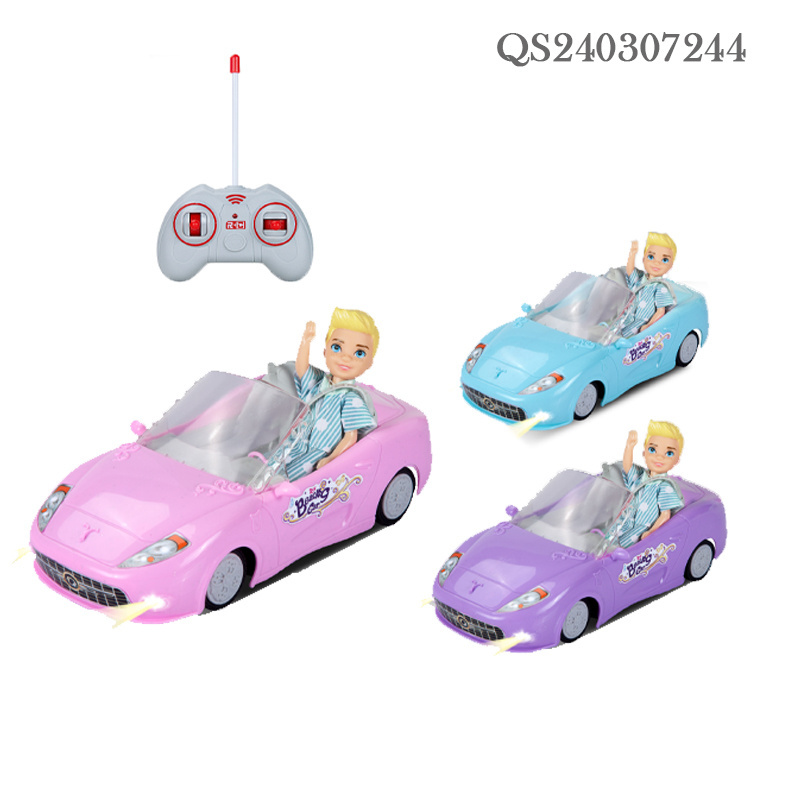 QS Promotional Gift Plastic Remote Control Model Car Toys 3 Colors 1:18 Scale 4CH R/C Simulation Vehicle Toys With Mini Doll