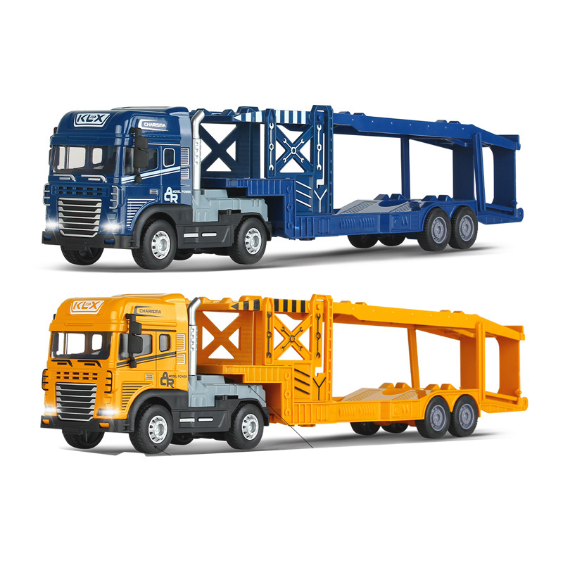 QS Shantou Alloy Friction Double Deck Transporter Kids Best Gift Toys Diecast Vehicle Free Wheel Sound Light Truck Model Car