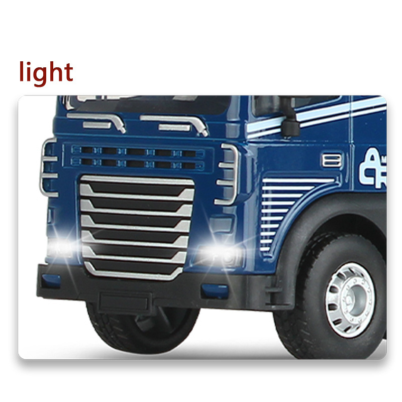 QS Shantou Alloy Friction Double Deck Transporter Kids Best Gift Toys Diecast Vehicle Free Wheel Sound Light Truck Model Car