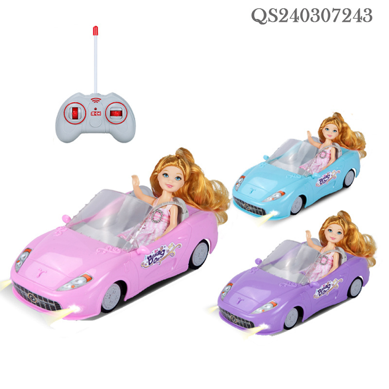 QS Promotional Gift Plastic Remote Control Model Car Toys 3 Colors 1:18 Scale 4CH R/C Simulation Vehicle Toys With Mini Doll