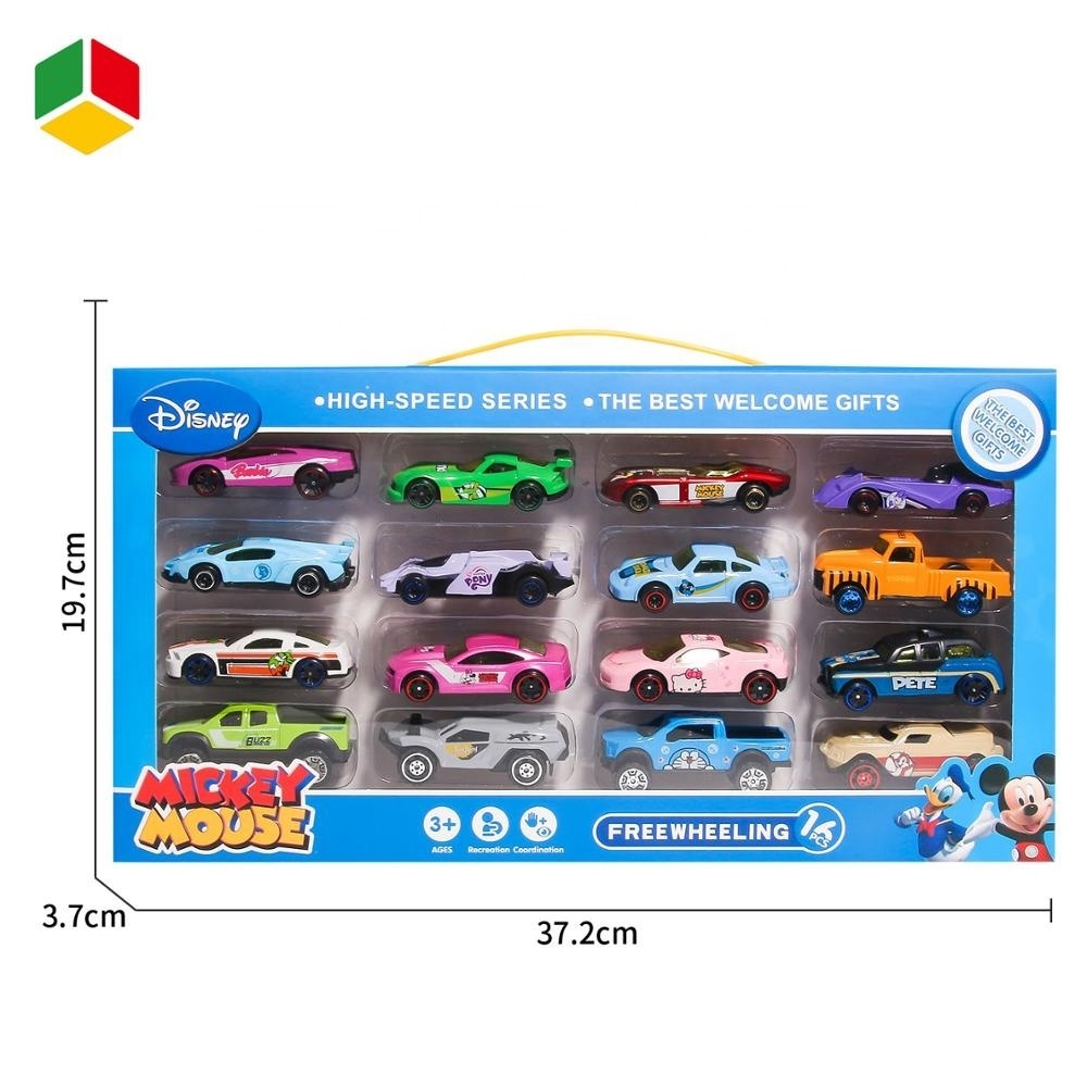 QS Hot Selling Metal Car Toys Set Die Free Wheel Cast Racing Model Collection Vehicle Play Set for Kids 16pcs