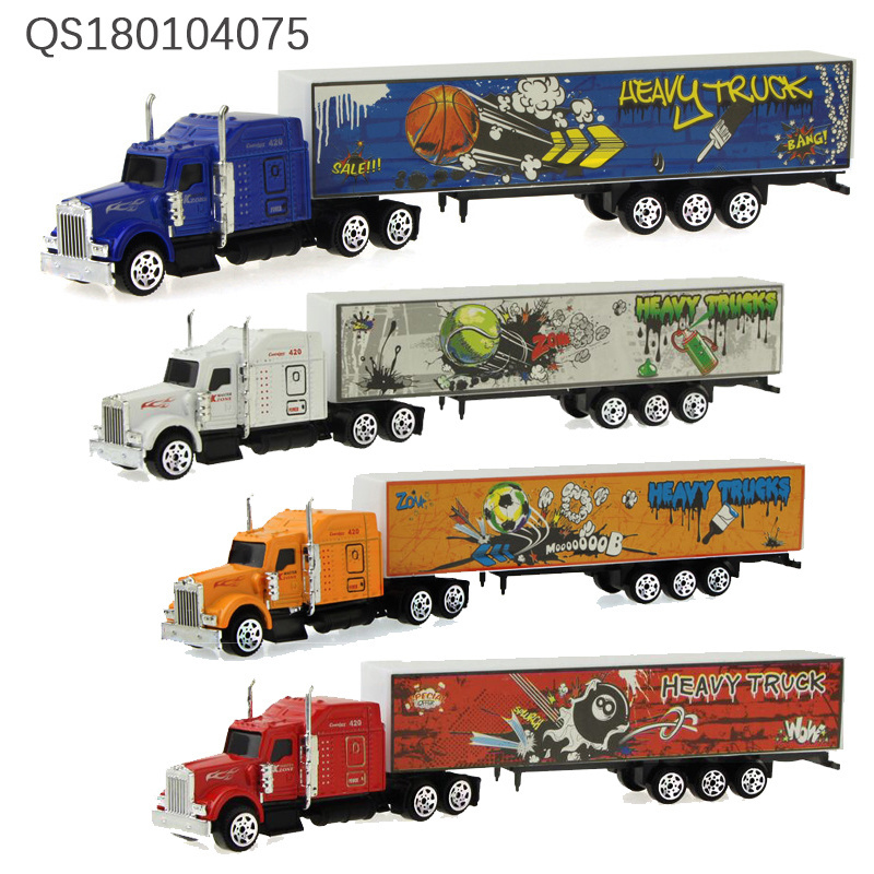 QS OEM Hot Sale High Quality 1/58 Free Wheel Alloy Metal Container Kids Construction Trucks Diecast Car Vehicles Toy