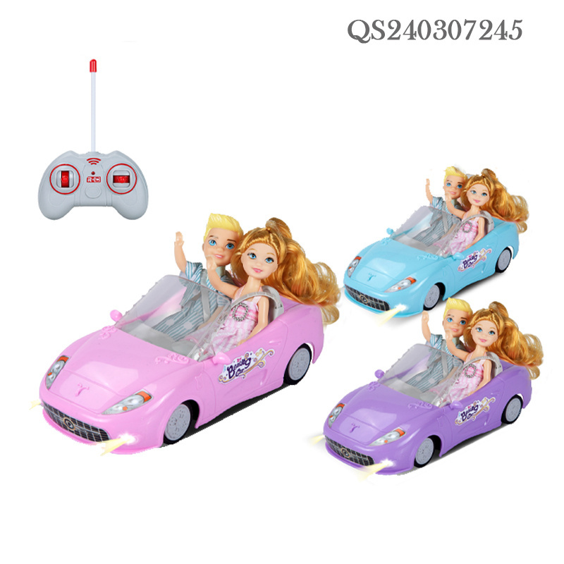 QS Promotional Gift Plastic Remote Control Model Car Toys 3 Colors 1:18 Scale 4CH R/C Simulation Vehicle Toys With Mini Doll