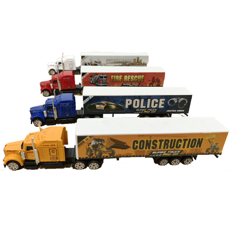 QS OEM Hot Sale High Quality 1/58 Free Wheel Alloy Metal Container Kids Construction Trucks Diecast Car Vehicles Toy