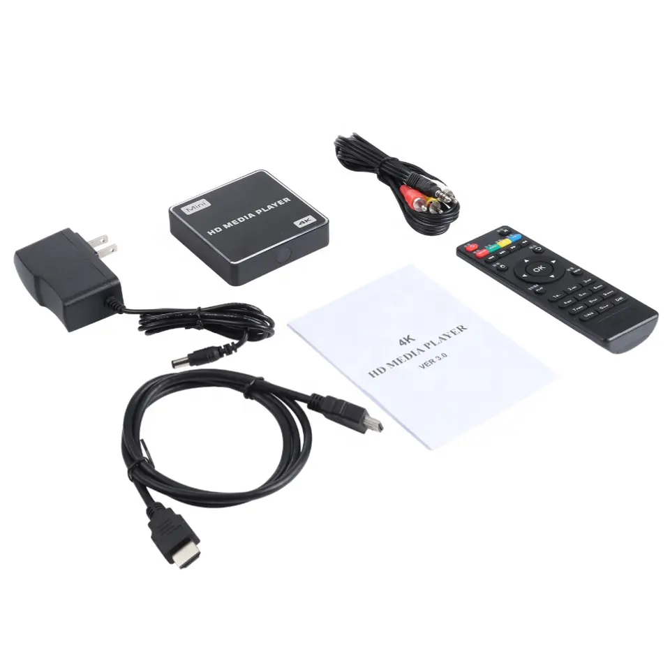 QUNSHI TECH Easy to use Media Player, Black Mini 4K UHD Digital Signage Media Player for -MKV/RM- HDD USB Drives and SD Cards