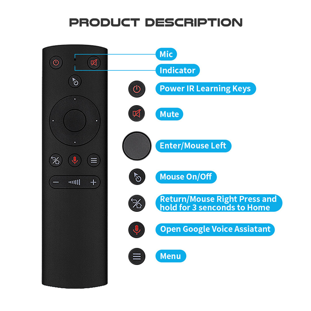 Hotselling QUNSHI TECH Remote Control with Air Mouse G21S 3*Gyro+3*Sensor Fast Speed Voice Search Top Quality New Design TVBOX