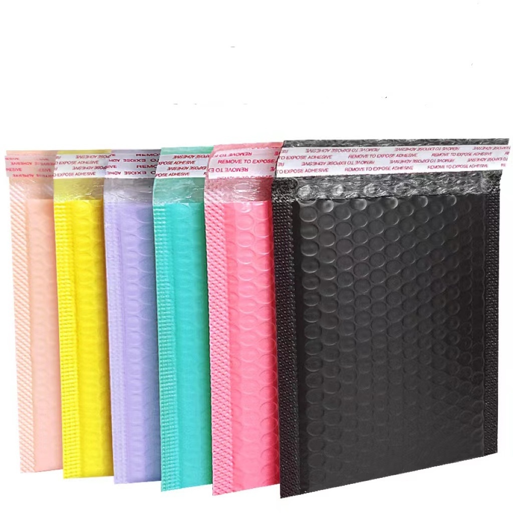 Black 4X7 Custom Printed Light Pink Packaging Plastic Envelopes Padded Shipping Bag Mailing Bag Bubble Mailer