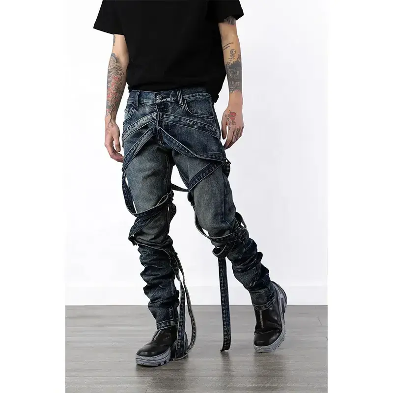 Ripped Skinny Jeans China Factory Custom Wholesale Made High Quality plus size baggy stacked new man jeans femme for men