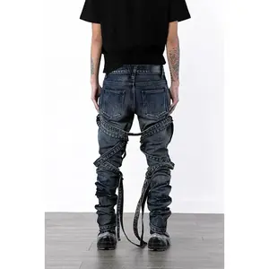 Ripped Skinny Jeans China Factory Custom Wholesale Made High Quality plus size baggy stacked new man jeans femme for men