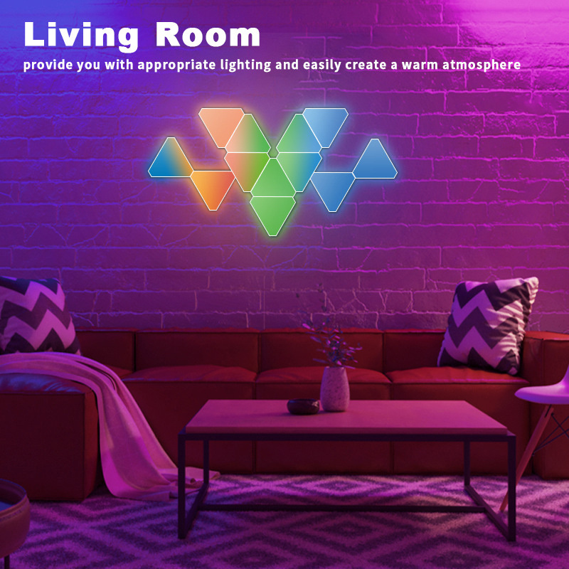 Music Sync Wall Light Sound Room Wall Triangle Led Lamp Decor Ambient Smart Rgbic Gaming Lights