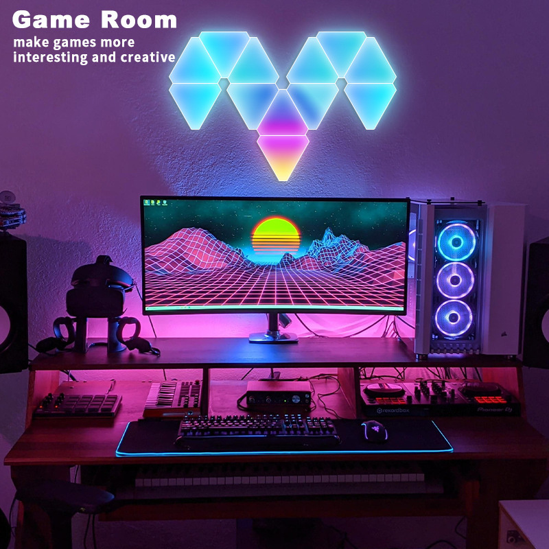 Music Sync Wall Light Sound Room Wall Triangle Led Lamp Decor Ambient Smart Rgbic Gaming Lights