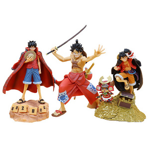 Market popular hot item japanese anime one pieced cartoon character 3 color Sitting luffy figure with sofa