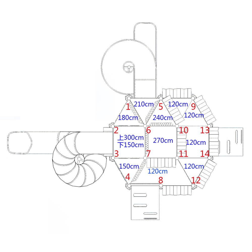 Qunzhen Customized Amusement Equipment Stainless Steel Slide Combines PE Wooden Outdoor Playground