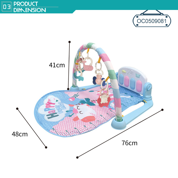 Colorful folding baby play activity gym and mat with foot piano