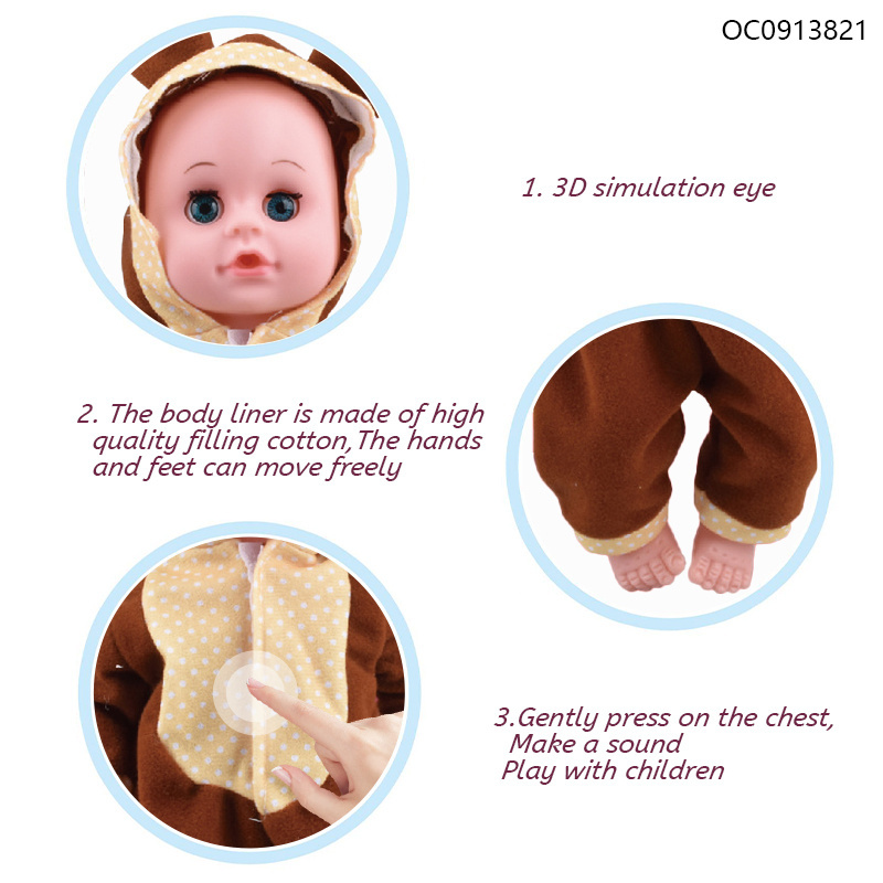 14 inch baby real dolls with blinking eyes with sound for girls baby toy