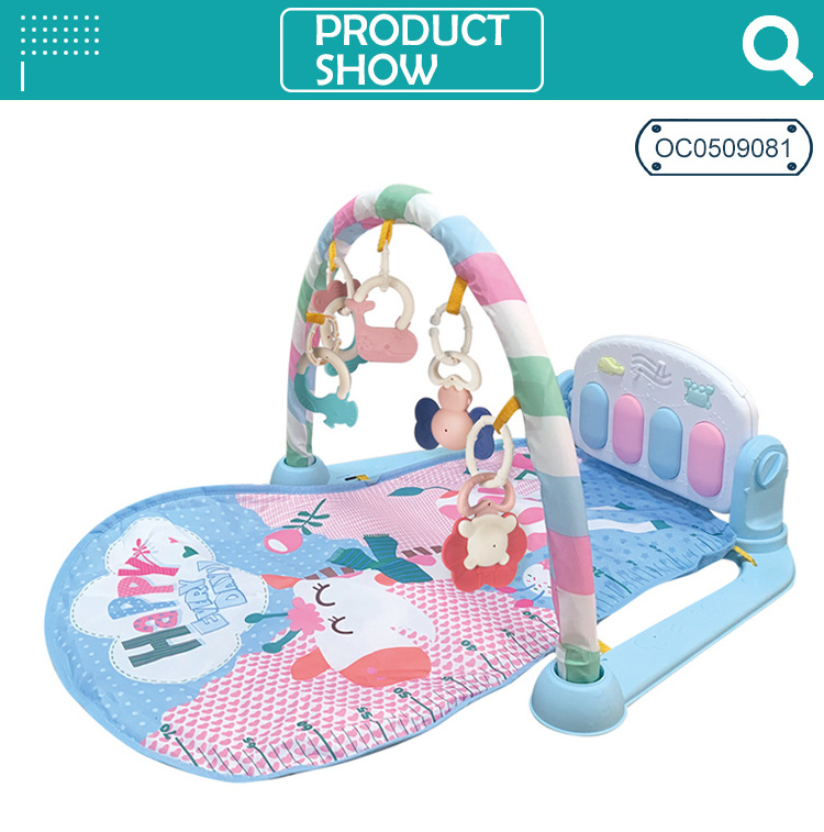 Colorful folding baby play activity gym and mat with foot piano