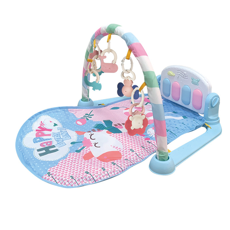 Colorful folding baby play activity gym and mat with foot piano