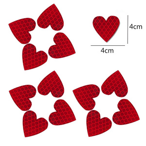 12pcs Heart Shape Car Stickers Safety Warning Mark Reflective Tape Stickers Decals Red/Green/Silver Reflective Decor Accessories