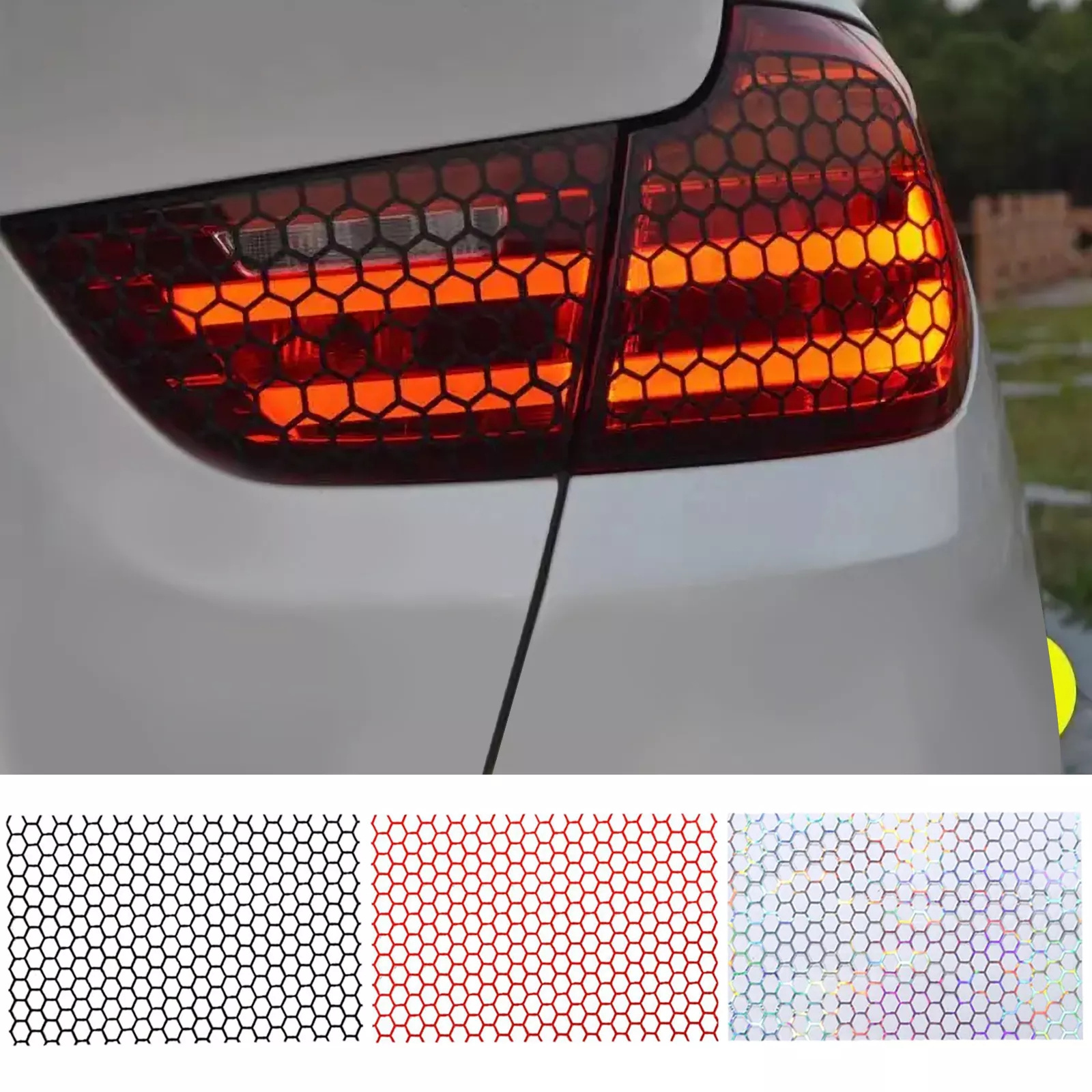 48*30Cm Honeycomb Electroluminescent El Light Car Sticker Light Up Car Sticker Hollow Out Auto Lamp Headlamp Rear Taillight Film